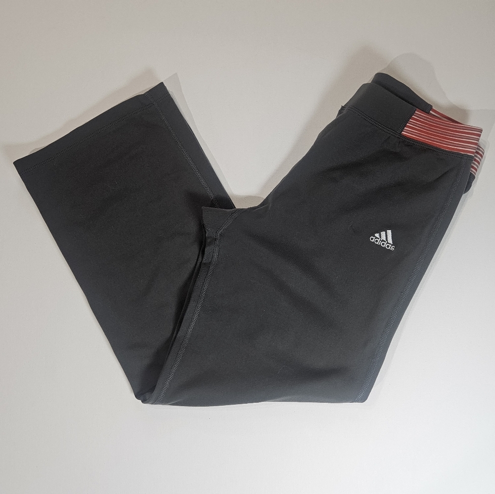 Adidas Leggings Womens Large Grey Red Waist Accent Made In The USA Athletic Pant